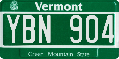 VT license plate YBN904