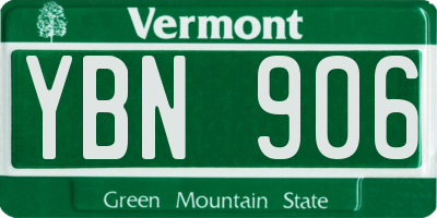 VT license plate YBN906