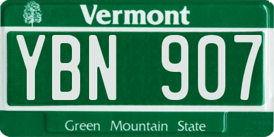 VT license plate YBN907