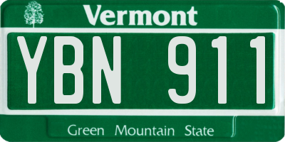 VT license plate YBN911