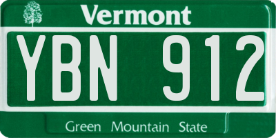 VT license plate YBN912