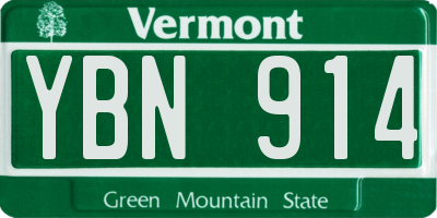 VT license plate YBN914