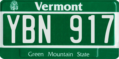 VT license plate YBN917