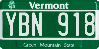 VT license plate YBN918