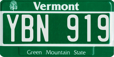 VT license plate YBN919