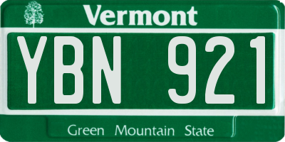 VT license plate YBN921