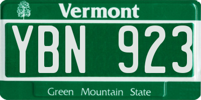 VT license plate YBN923