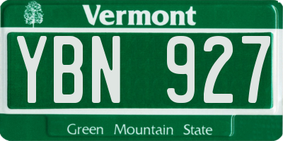VT license plate YBN927
