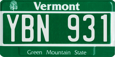 VT license plate YBN931