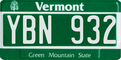 VT license plate YBN932