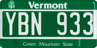 VT license plate YBN933