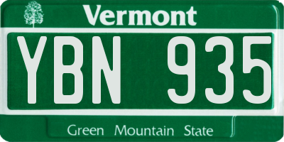 VT license plate YBN935