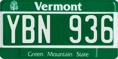 VT license plate YBN936