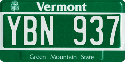 VT license plate YBN937
