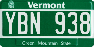 VT license plate YBN938