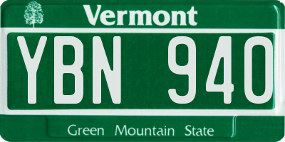 VT license plate YBN940
