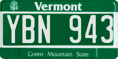 VT license plate YBN943