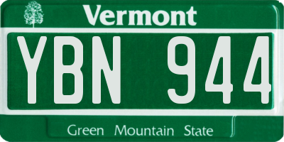 VT license plate YBN944
