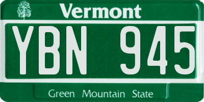 VT license plate YBN945