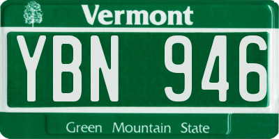 VT license plate YBN946