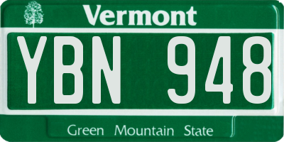 VT license plate YBN948