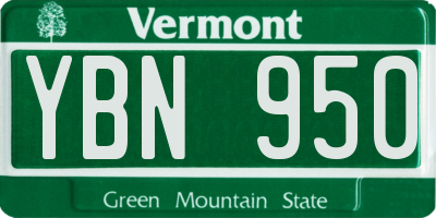 VT license plate YBN950