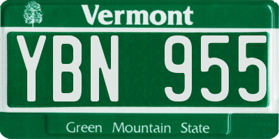 VT license plate YBN955