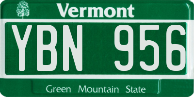 VT license plate YBN956