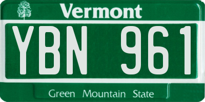 VT license plate YBN961