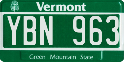 VT license plate YBN963