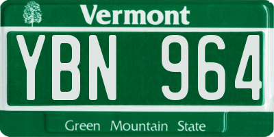 VT license plate YBN964