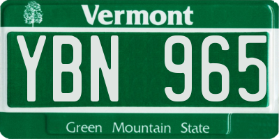 VT license plate YBN965