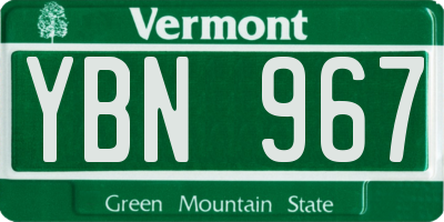 VT license plate YBN967