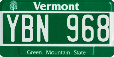 VT license plate YBN968