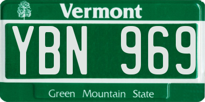VT license plate YBN969