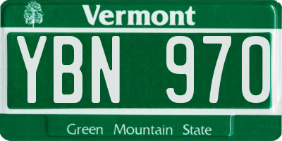 VT license plate YBN970