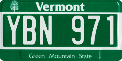 VT license plate YBN971