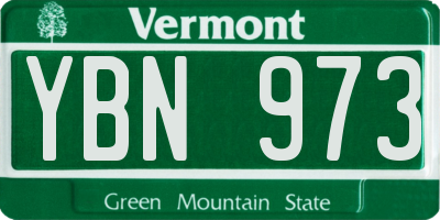 VT license plate YBN973