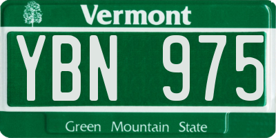 VT license plate YBN975