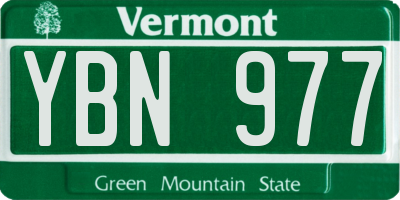 VT license plate YBN977