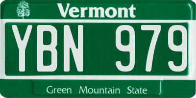 VT license plate YBN979