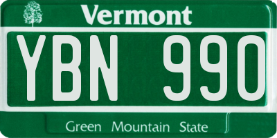 VT license plate YBN990