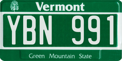 VT license plate YBN991