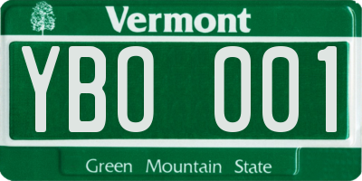 VT license plate YBO001
