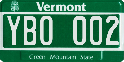 VT license plate YBO002