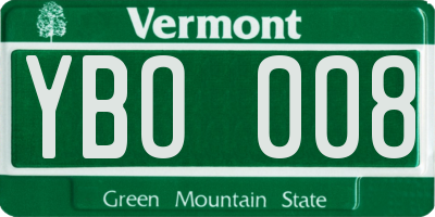 VT license plate YBO008