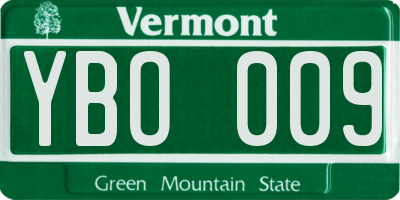 VT license plate YBO009