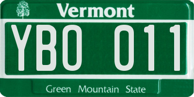 VT license plate YBO011