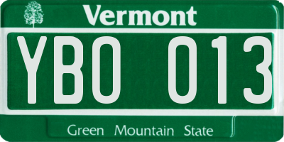 VT license plate YBO013