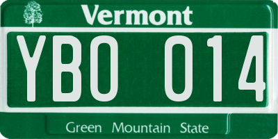 VT license plate YBO014